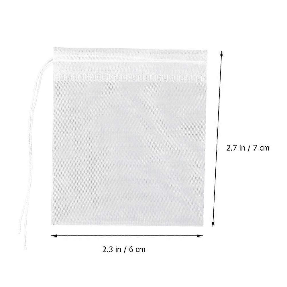 Drawstring Tea Bag White Nylon Tea Infuser for Storage Use 1Set