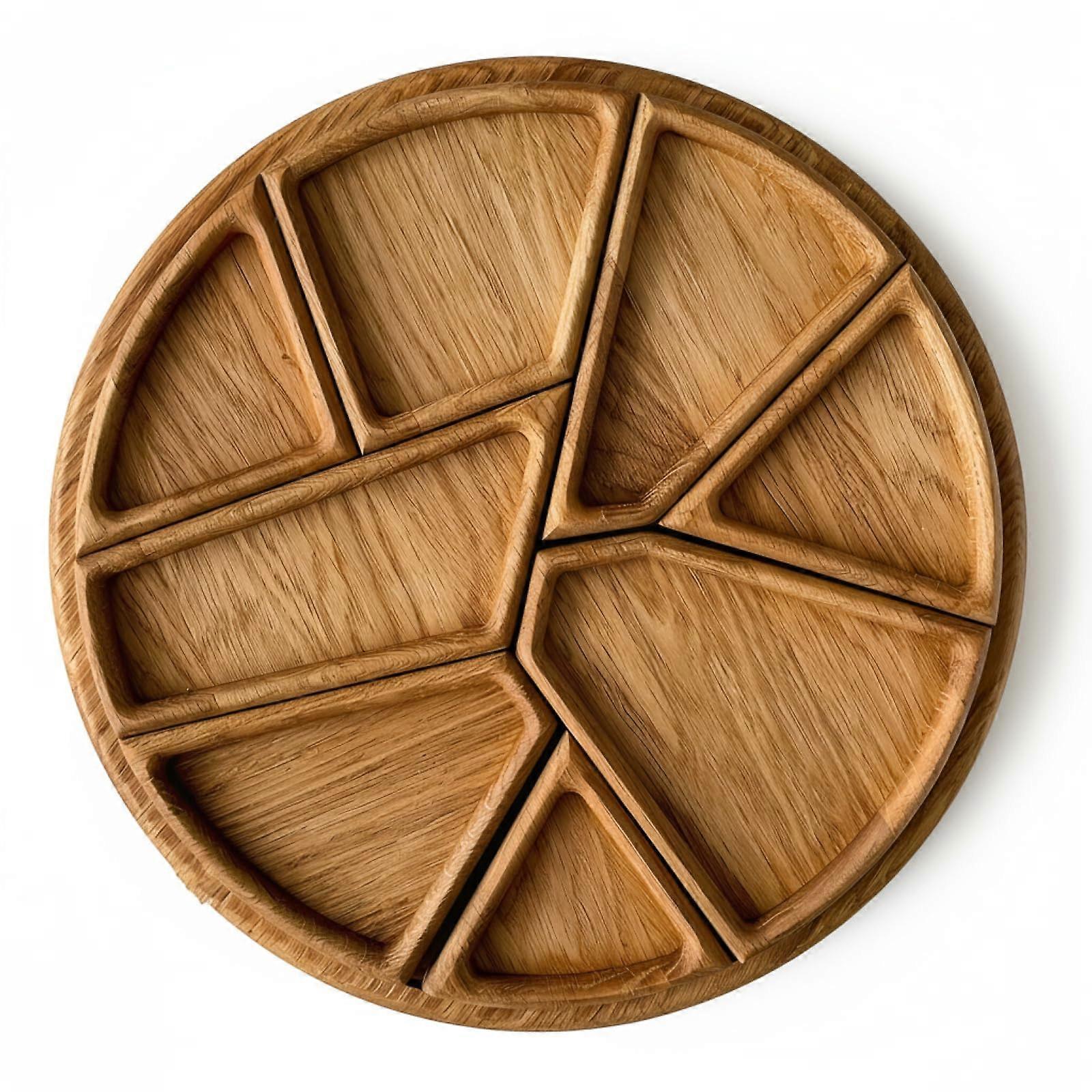 Wooden Puzzle Serving Tray with Puzzle Pattern Design, Durable Platter for Food and Drinks 11.8in