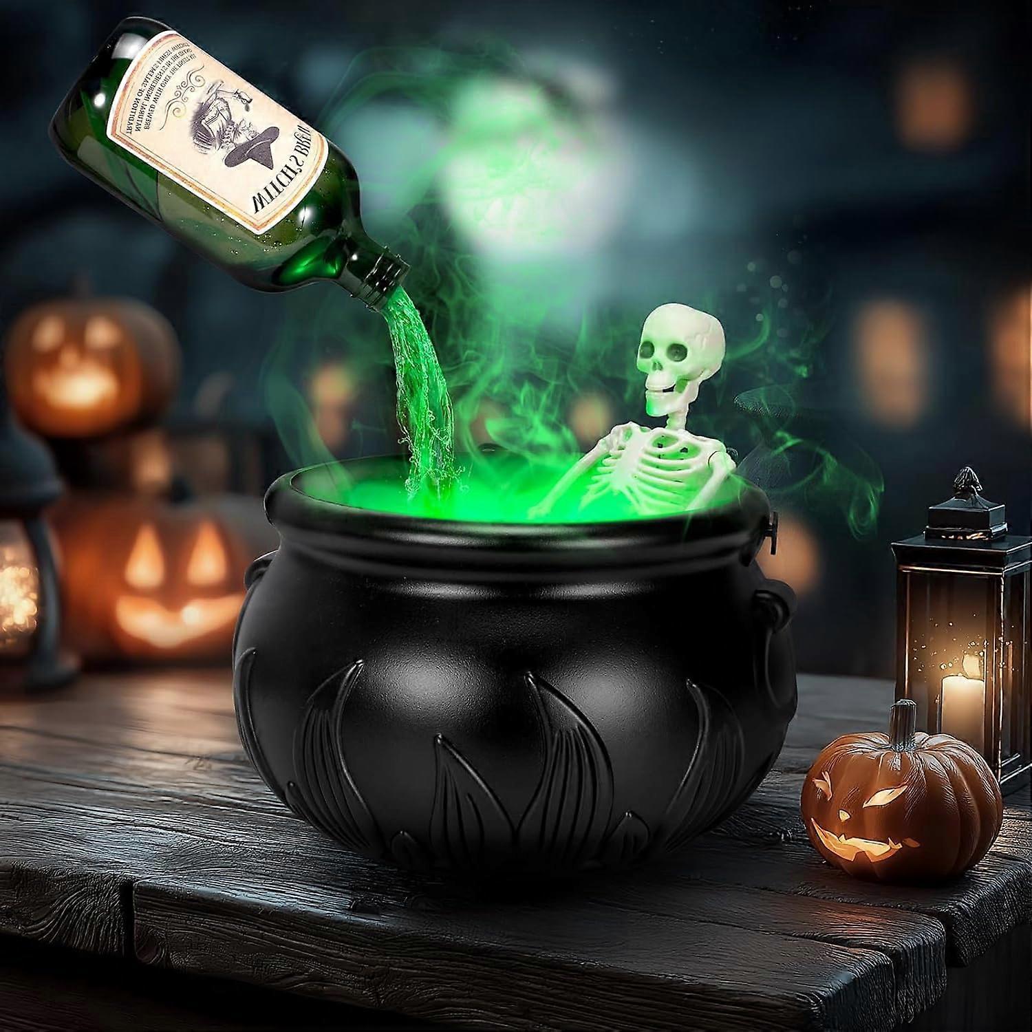 Halloween 10' Floating Potion Cauldron with Mist Maker and 9 Colors, Spooky Witch Décor
