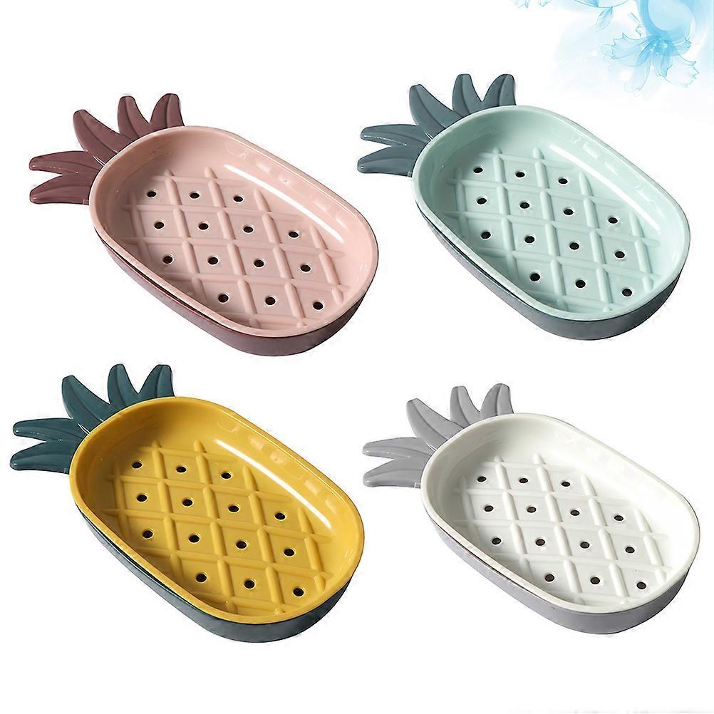 Bathroom Soap Organizer Pineapple Shape Soap Shelf with Drain Function 4Pcs