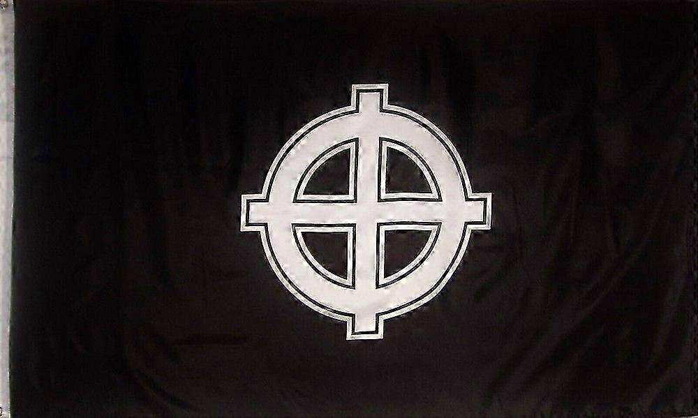 Celtic Cross Flag - Black And White - Printed Polyester Xm 002
