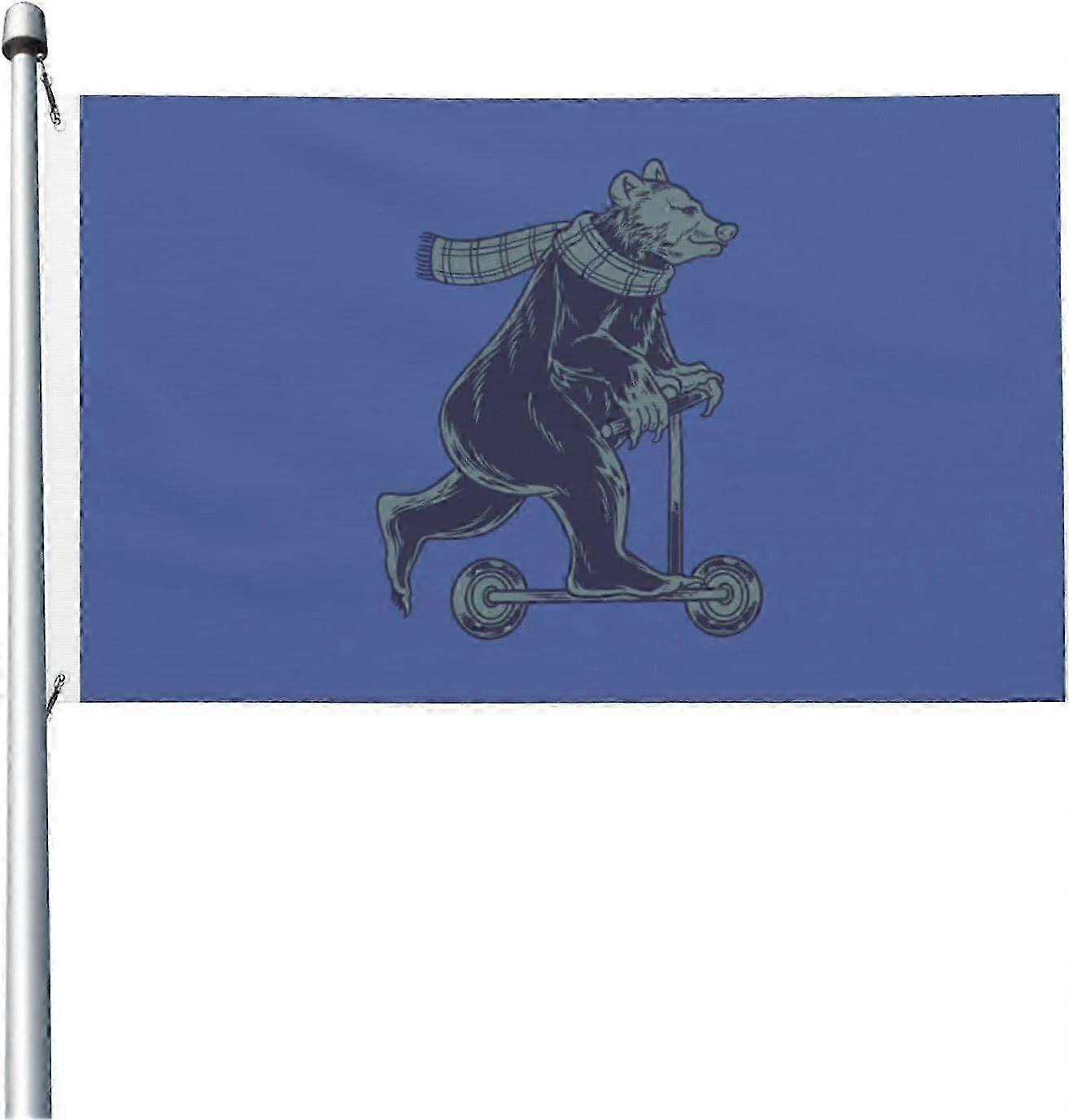Bear Playing With A Scooter Flag Qi 1925