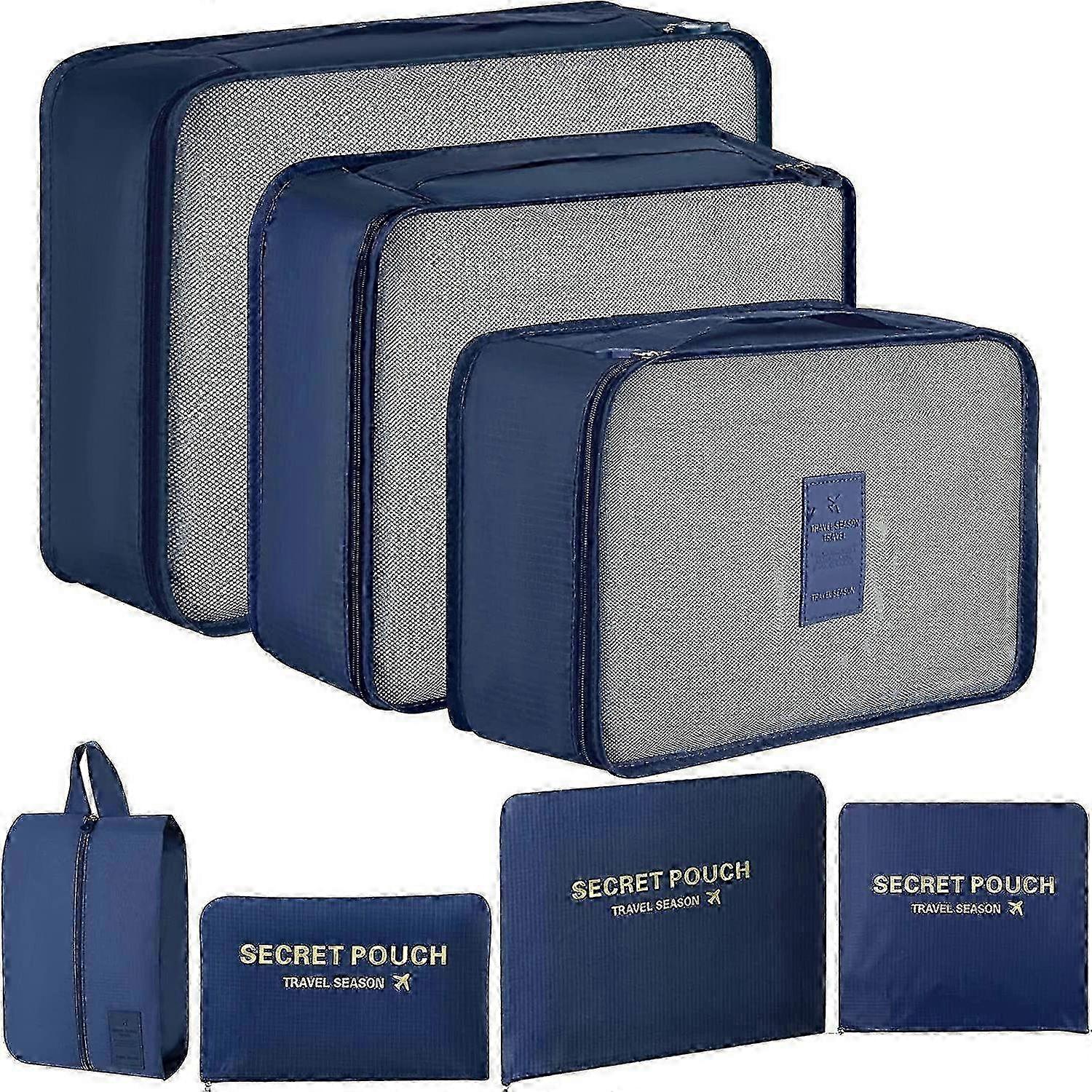 7PCS Packing Cubes for Suitcases, Travel Organiser Compression Packing Cubes(Light Blue)