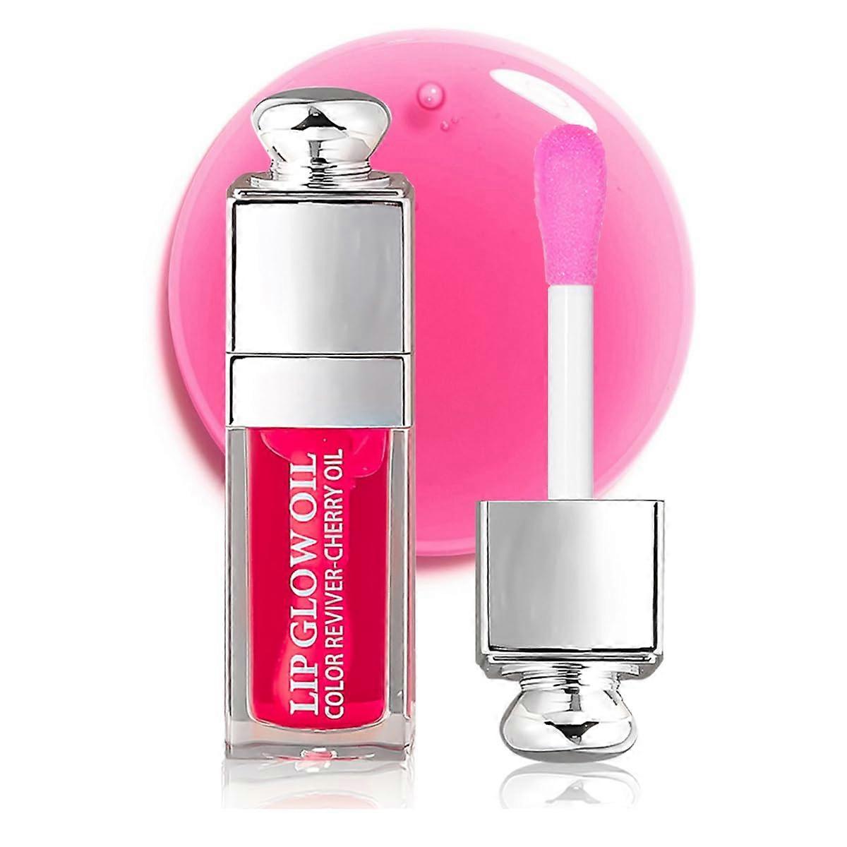 Hydrating Lip Oil Raspberry Tint 0.2 OZ with Plumping Lip Gloss Balm for Deep Hydration