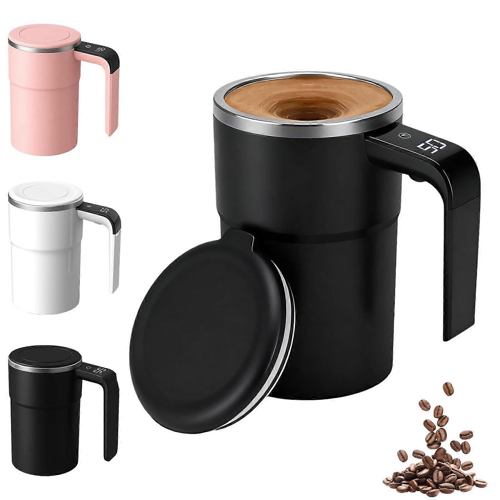 Self Stirring Magnetic Coffee Mug with Temperature Display, Rechargeable for Hot or Cold Drinks