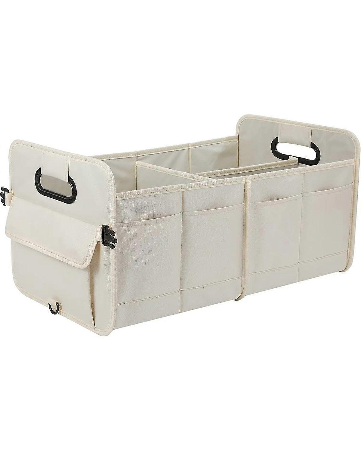 Car Trunk Organizer Foldable MultiCompartment Storage Bag for SUV and Car Boot (Beige)