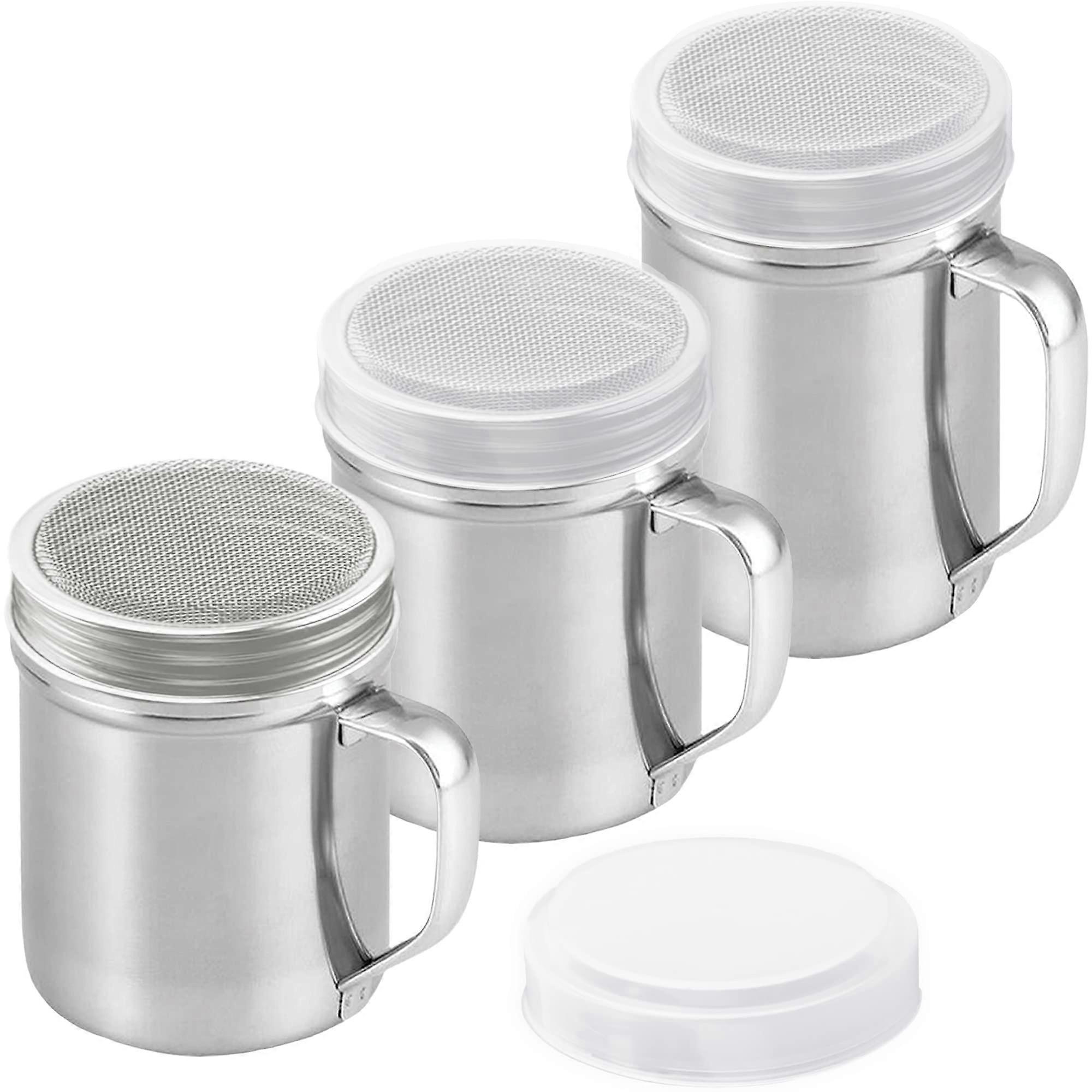 Cinnamon Sugar Shaker Set Stainless Steel Dredge Bundle with Lid Handle Fine Mesh Precision