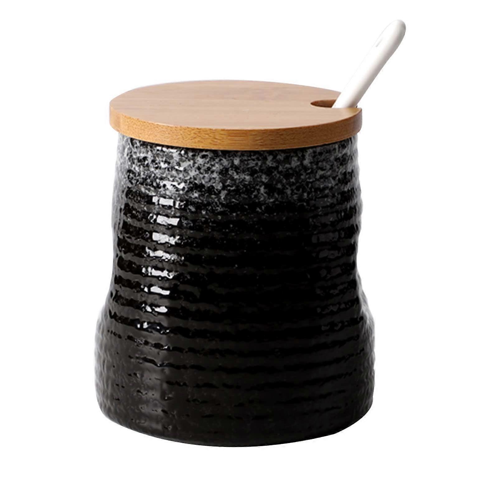 Ceramic Sugar Bowl with Lid and Spoon, 340ml Sugar Container for Kitchen Storage