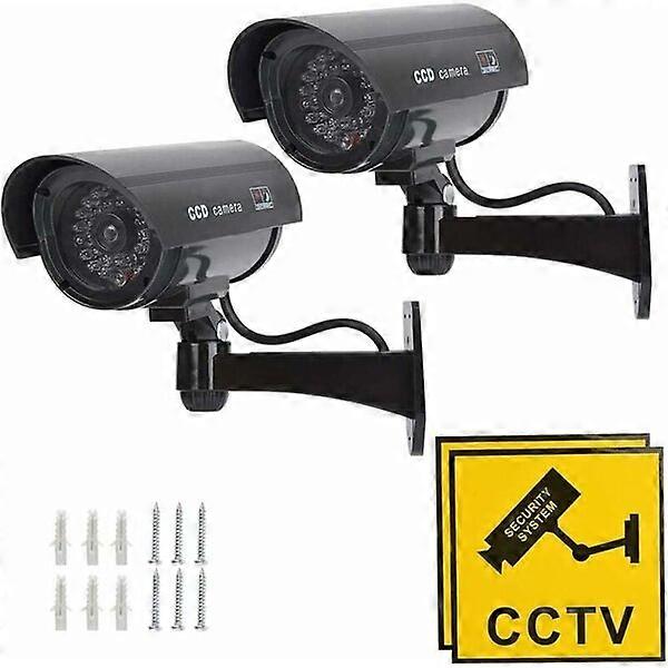 Simulation Surveillance Camera LED Flash Waterproof Rotating 2 Pack Indoor and Outdoor Security Simulation Camera