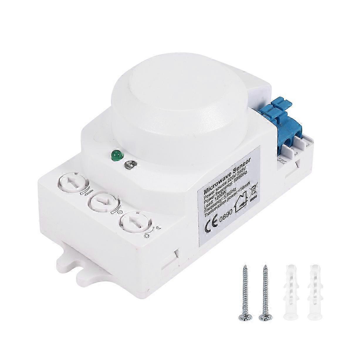 5.8GHz HF System LED Microwave 360 Degree Motion Sensor Light Switch Body Motion Detector,White