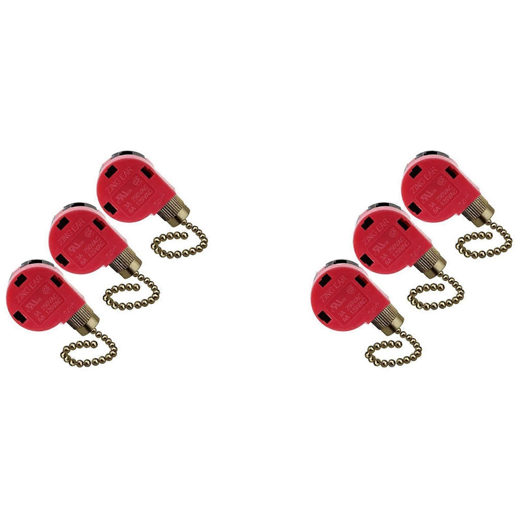 6PC Ceiling Fan Switch 3 Speed 4 Wire Zing Ear ZE-268S6 Fan Pull Chain Switch Replacement Speed Control Switch Copper