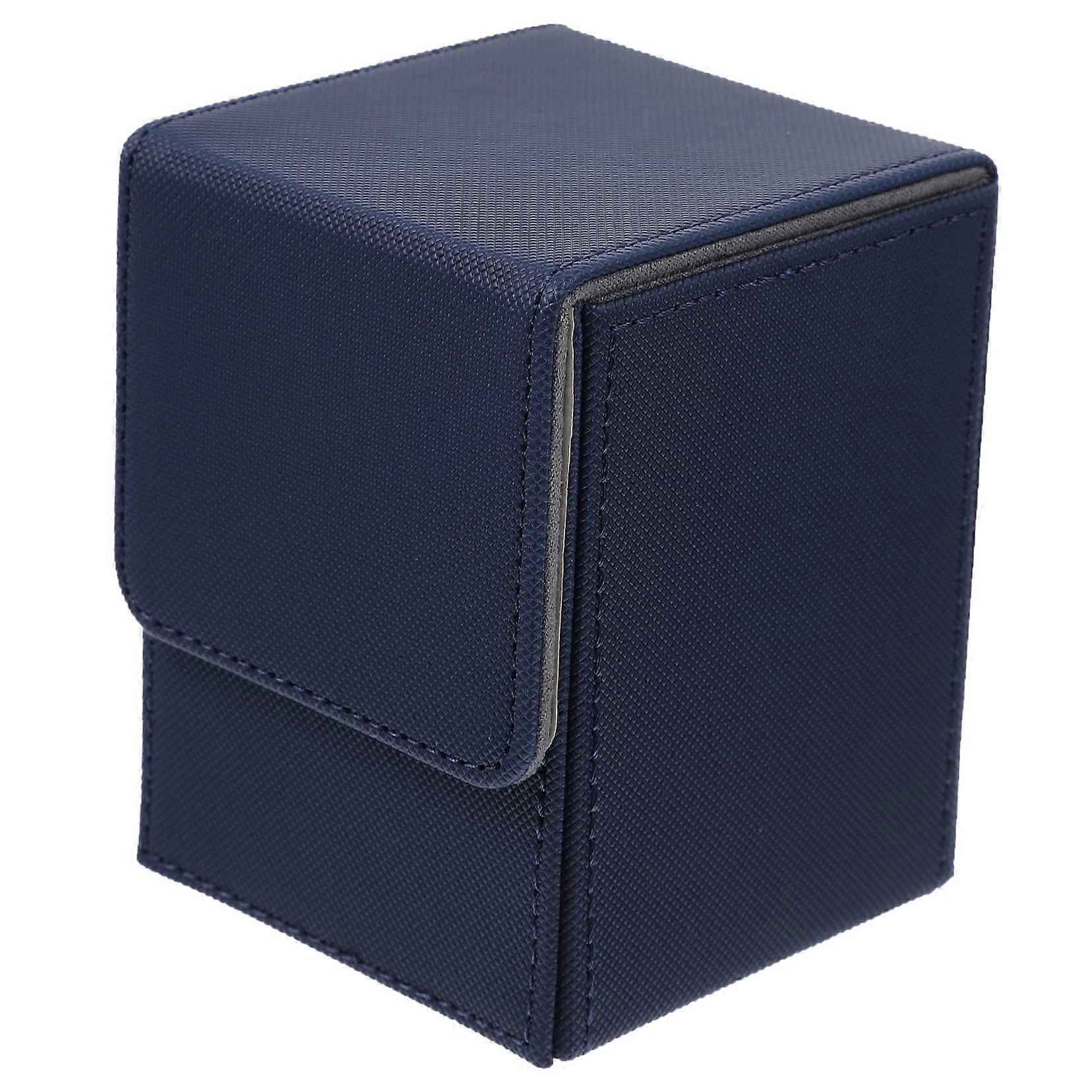 Dark Blue PU Leather Trading Card Storage Box with Large Deck Capacity and ScratchResistant Lining