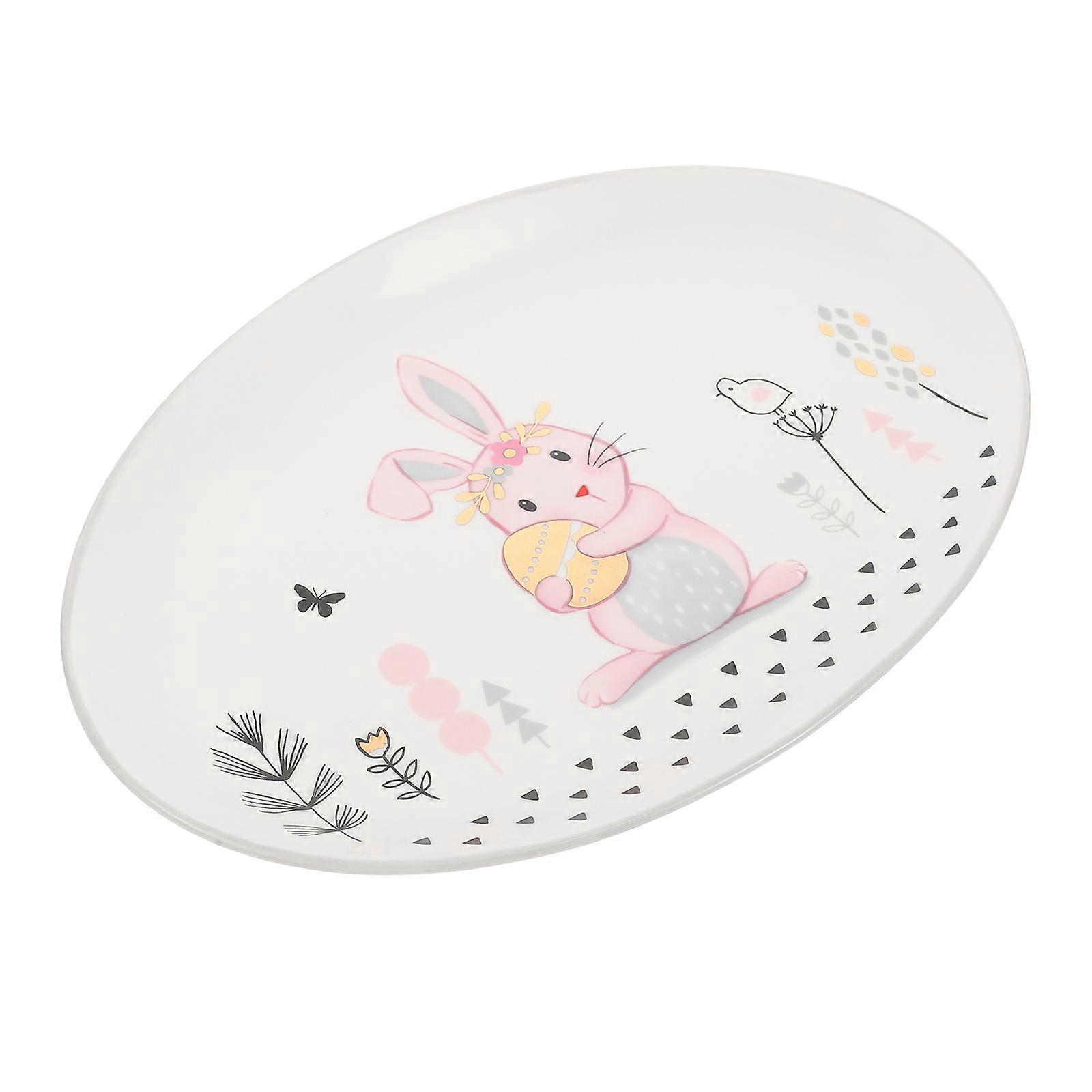 Rabbit Ceramic Plate for Serving with Lovely Rabbit Pattern