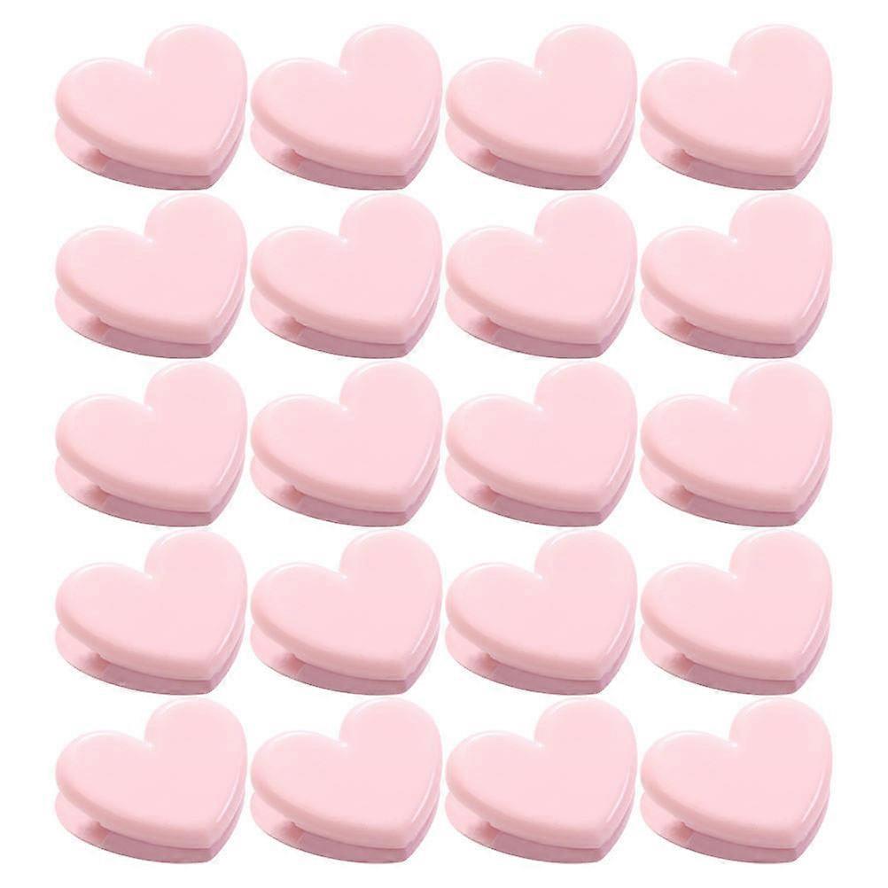 Plastic Clips Heart Shape Design for File Organization 20Pcs Pink