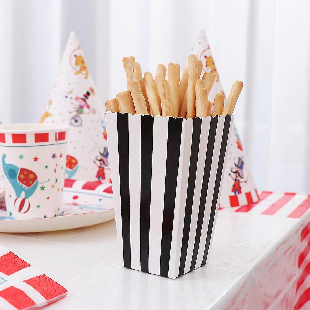 Popcorn Cup Paper Bags For Parties Food Storage Black Rectangular 24Pcs
