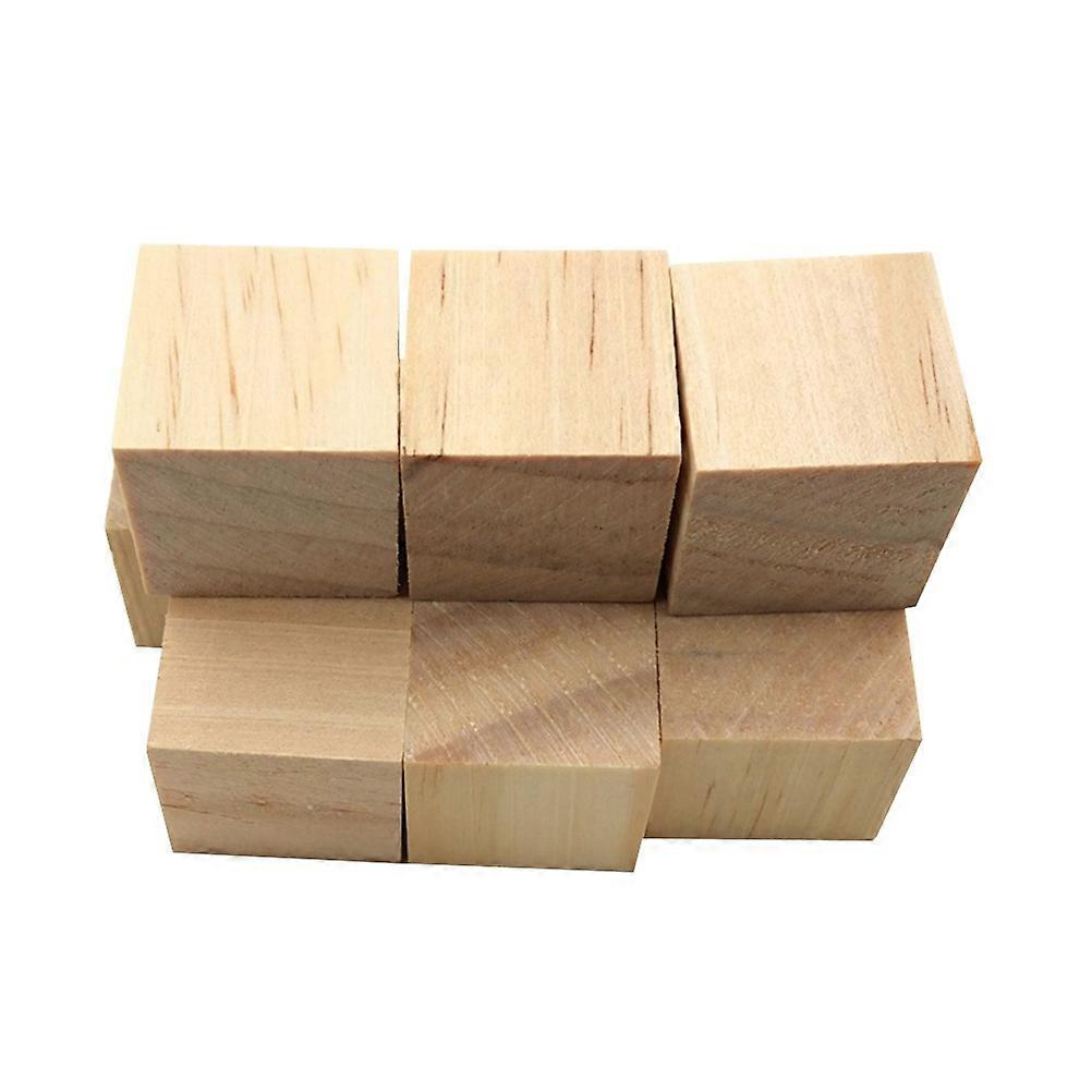10Pcs Natural Pine Blocks Square Wood Pieces for DIY Craft Projects