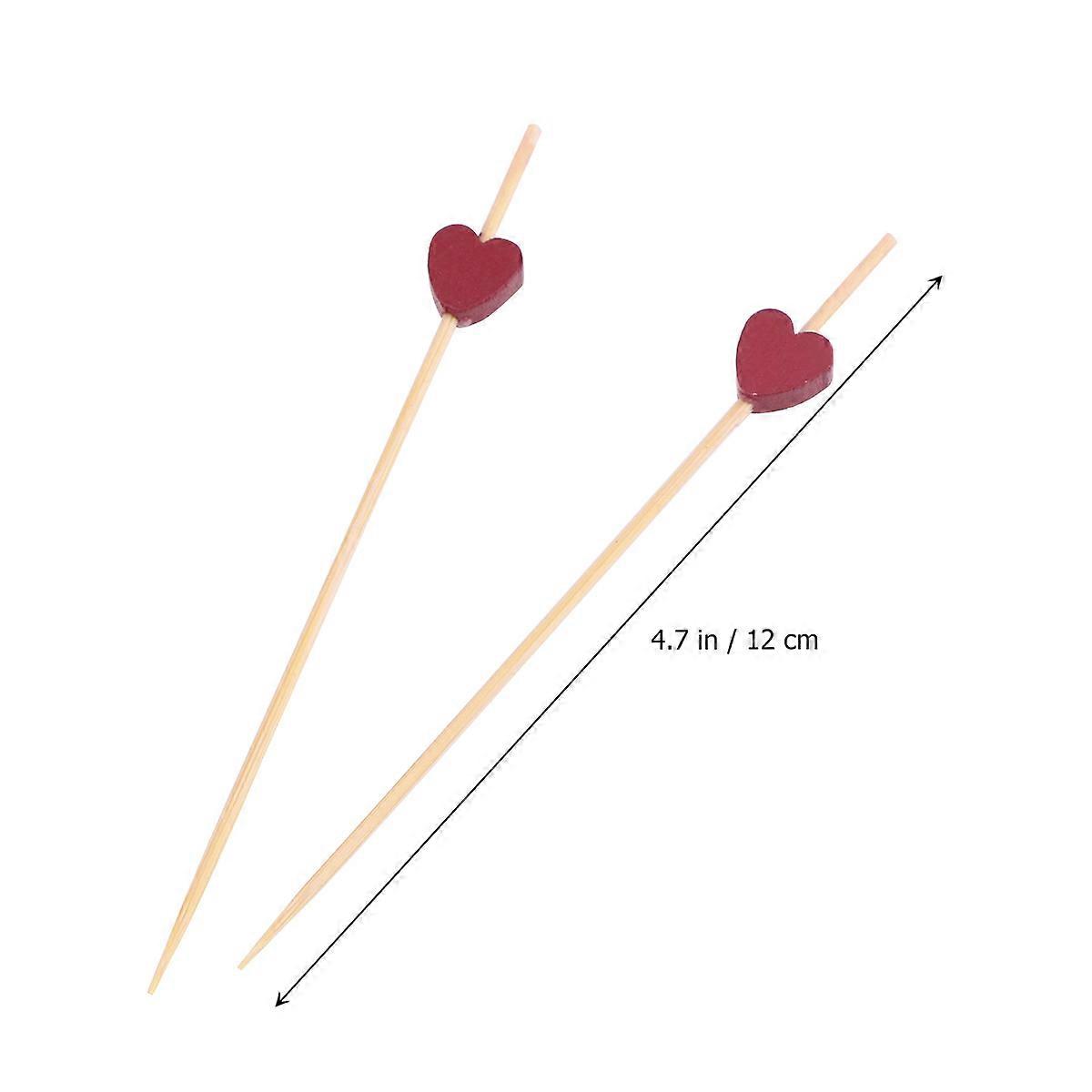 Creative Fruit Picks Bamboo Cocktail Picks for Appetizer 200Pcs Red Heart