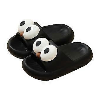 Slippers voor jongens en meisjes, zomerse casual slippers met cartoonprint, open teen, geen schoenen, veelzijdige doucheslippers voor peuters, zwart, 3,5-4 jaar