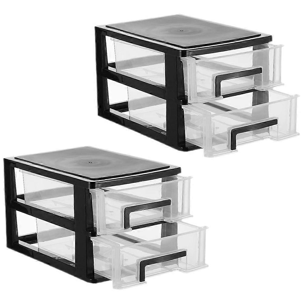 Makeup Organizer Black Drawer Type Storage Box for 4Pcs