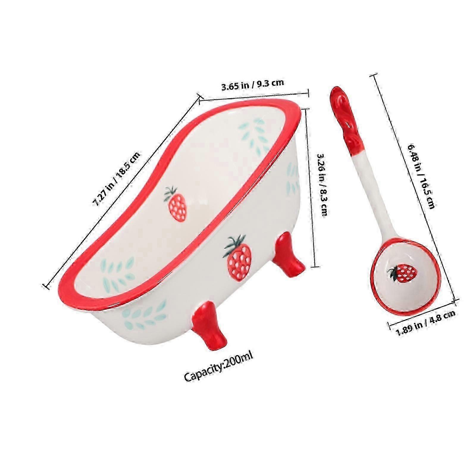 Ceramic Snack Bowl with Spoon, Multi Color, 1Set