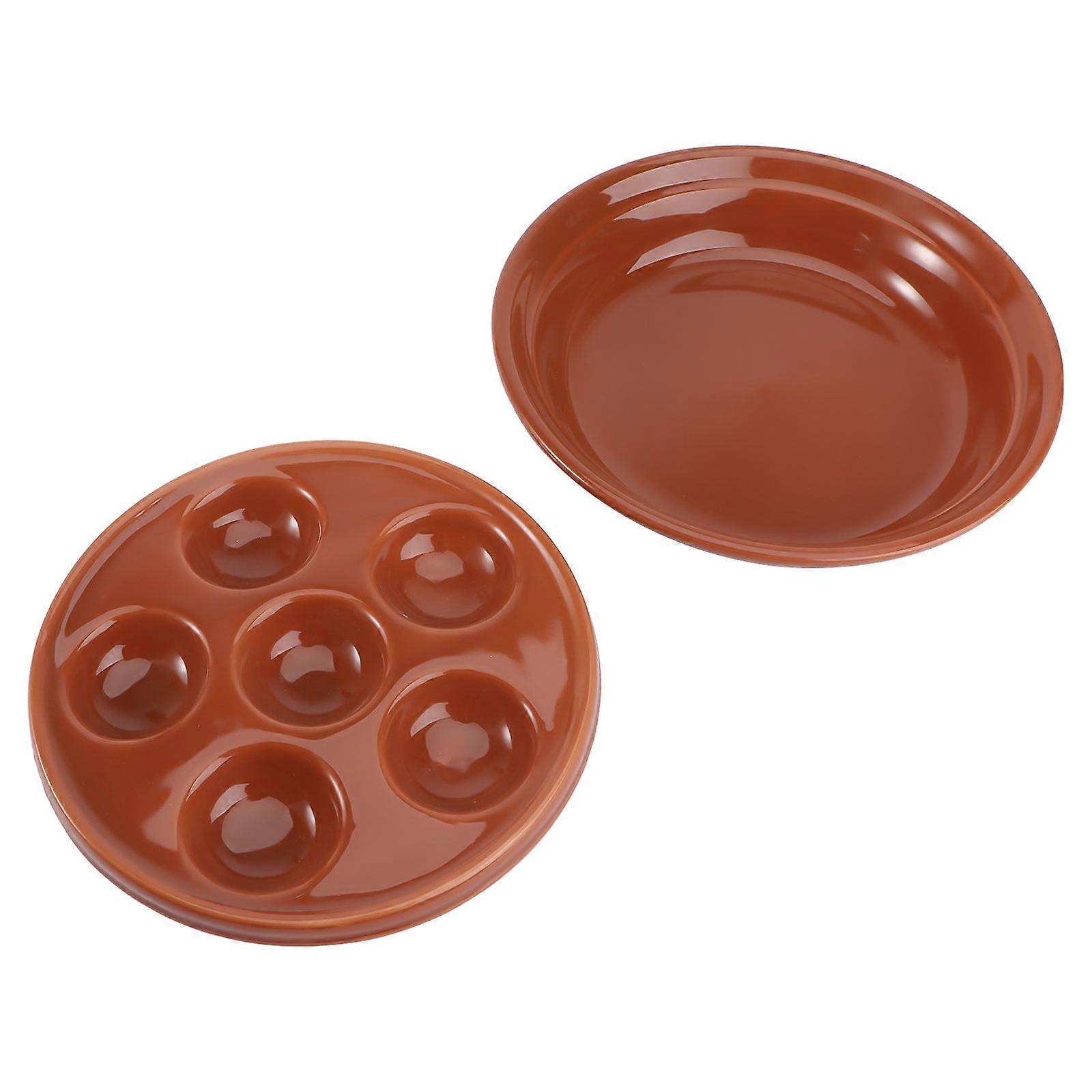 Escargot Baking Dish Ceramic Server Dish for Storage Use 2Pcs Red