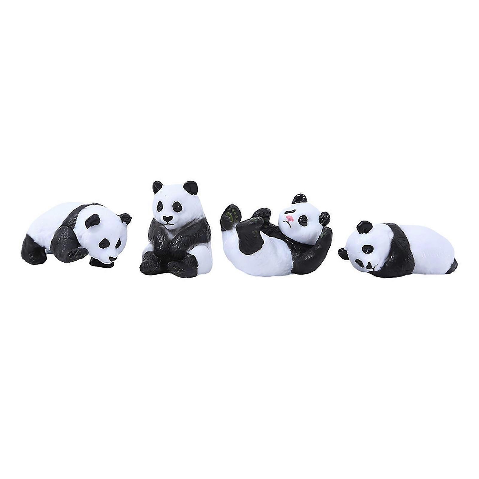 4Pcs Mini Panda Figurine Cute Tiny Panda Statue For Cake Topper