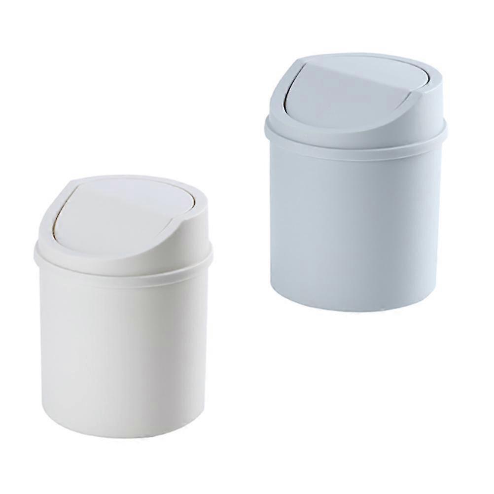 2pcs Mini Desktop Trash Cans Plastic Garbage Bins with Lids