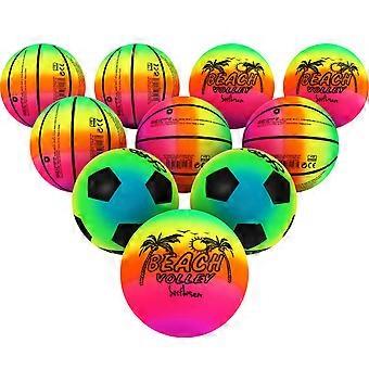 10 Pcs 16 CM Rainbow Balls Elastic PVC Beach Sports Play Ball Kickball Flap Ball Children Toy for Indoor Outdoor Playground Activities (Random Pattern