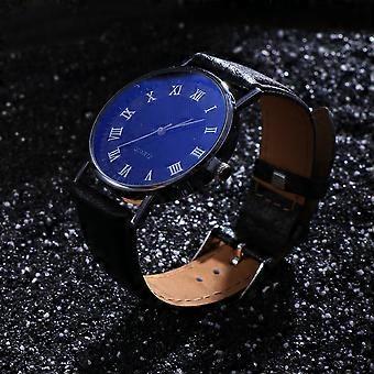 Montre à quartz pour homme, style décontracté et élégant, bracelet noir.
