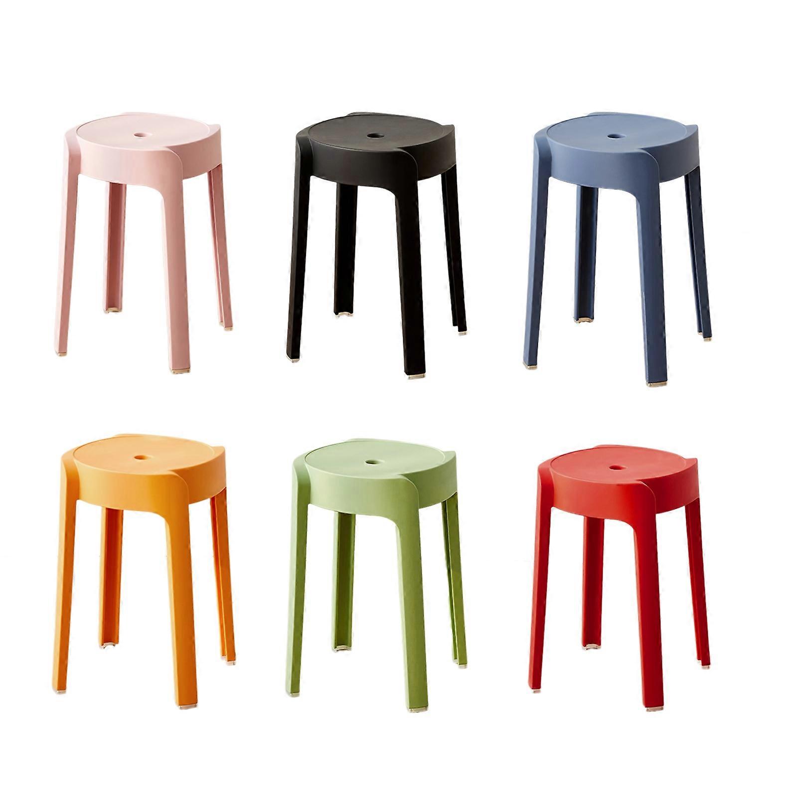 6 Pack Stackable Plastic Round Stools 330lbs Load Bearing Portable Seating Set