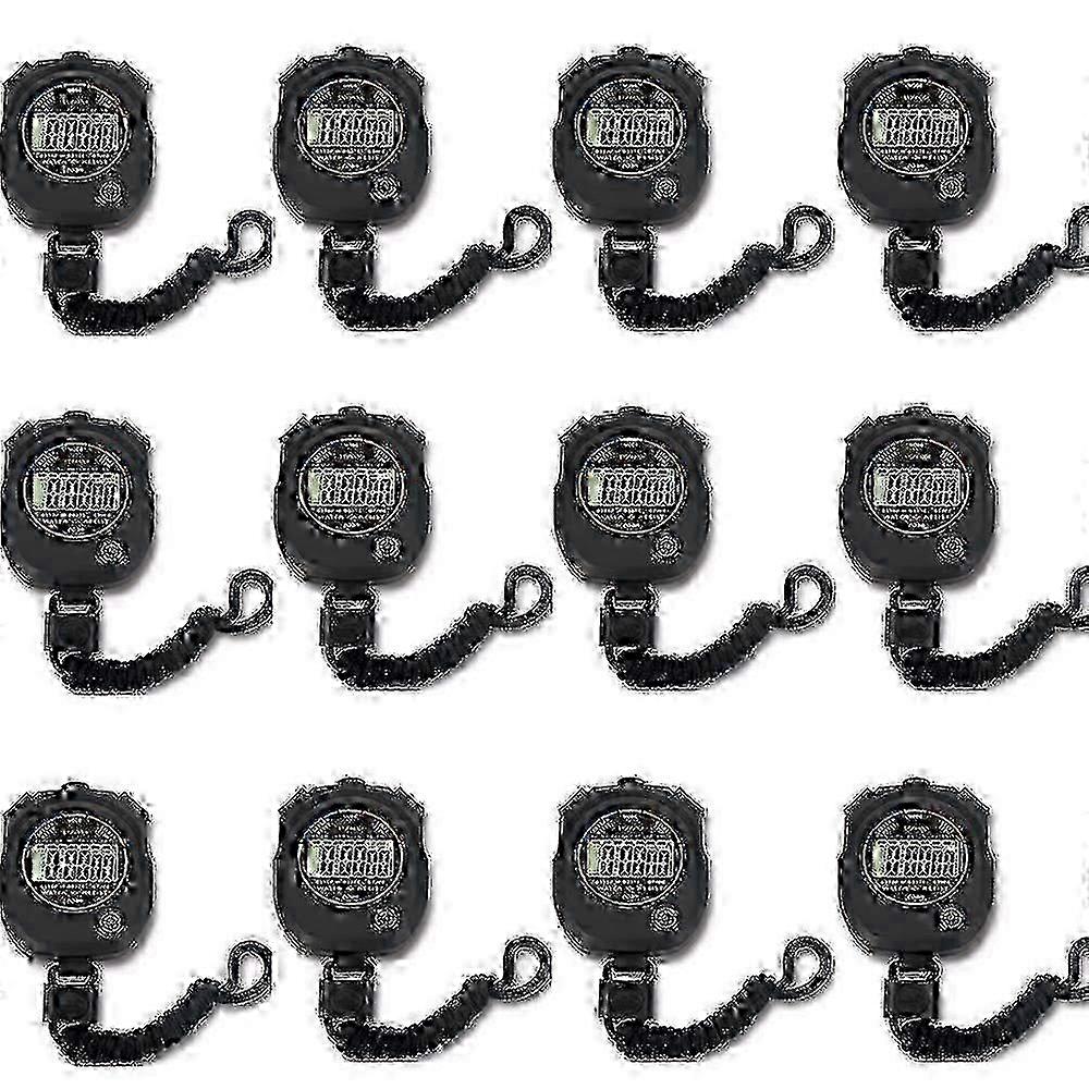 12-Pack Multifunctional Electronic Digital Stopwatch Timer With Large Display, Date, Time, And Alarm