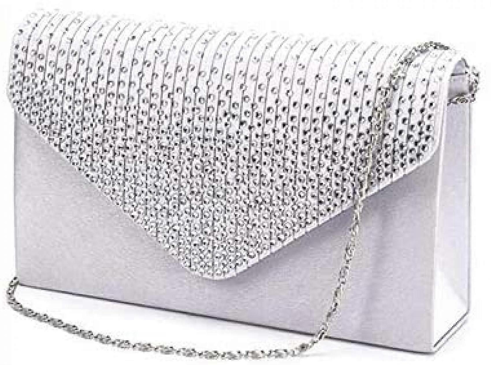 Ladies Evening Handväskor Brudbröllopsväska Handväska, Silver