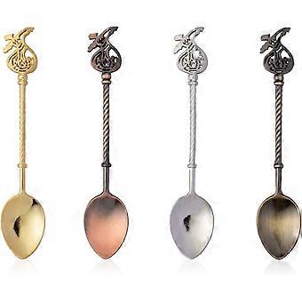 Lot de 4 Retro Coffee Tea Mini Ice Cream Dessert Crystal Spoon Scoop, 4,4 pouces de long sac porte-bonheur