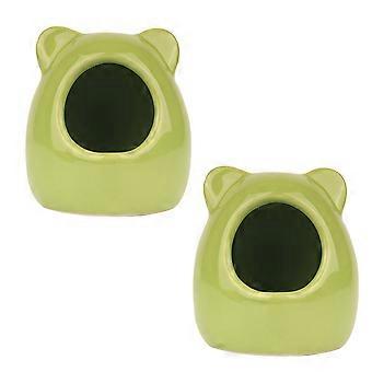 Ceramic Hamster Nest Small Pet House for Cooling 4Pcs Green Color