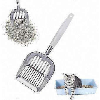 Durable Metal Cat Litter Scoop with Long Handle for Quick Sifting - Large Poop Shovel for All Cat Litter Types