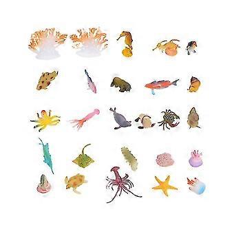 52pcs Marine Tier Spielzeug Set, Mini Meerestier Modelle, pädagogische Aquarium Requisiten