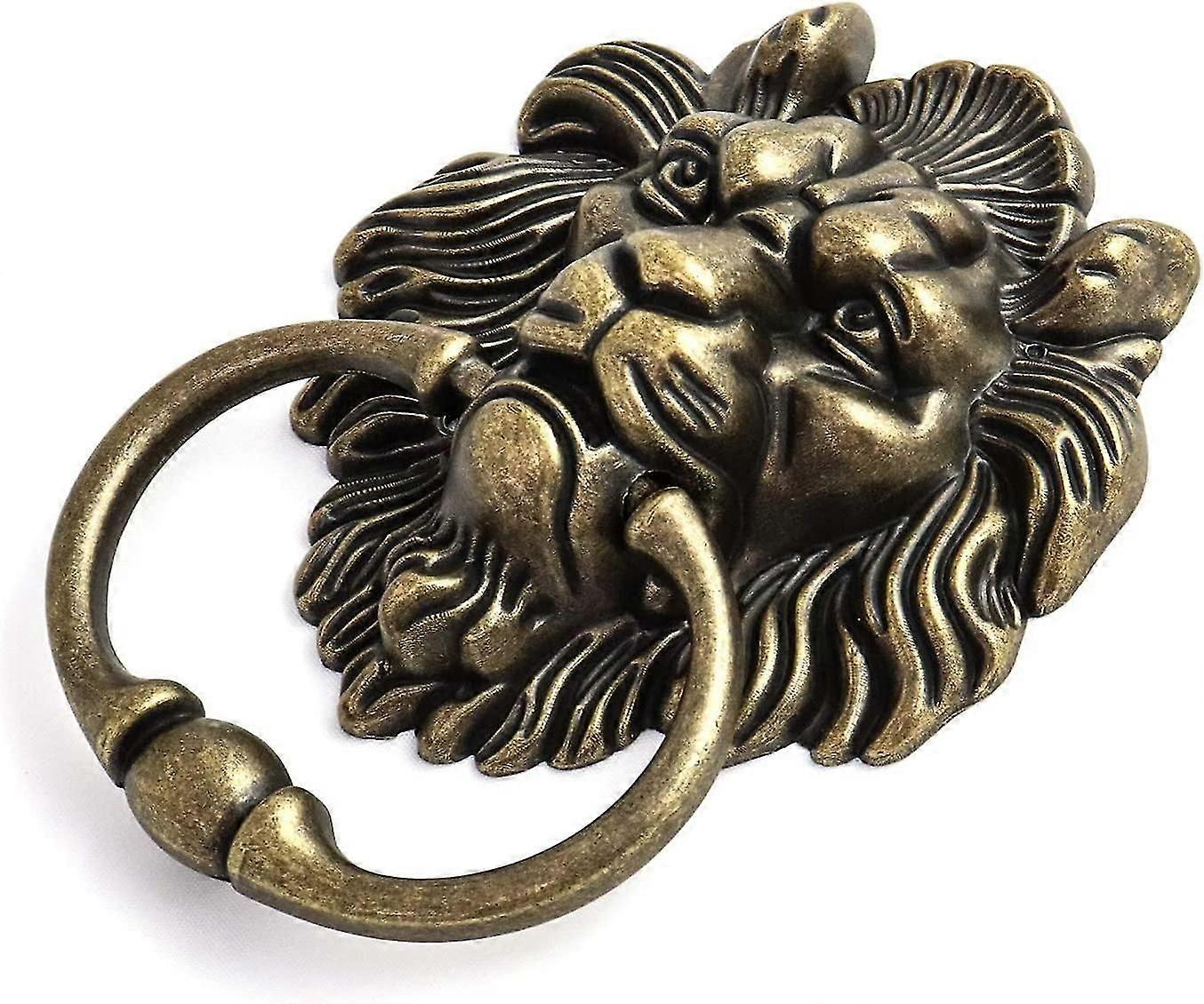 Antic bronz Leu ușă Mâner clasic Lion Head Knocker