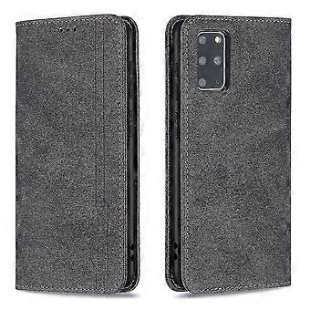 Samsung Galaxy S20 Plus Case Wallet Magnetic Closure Foldable Protective Anti-theft Brush Cover - Black