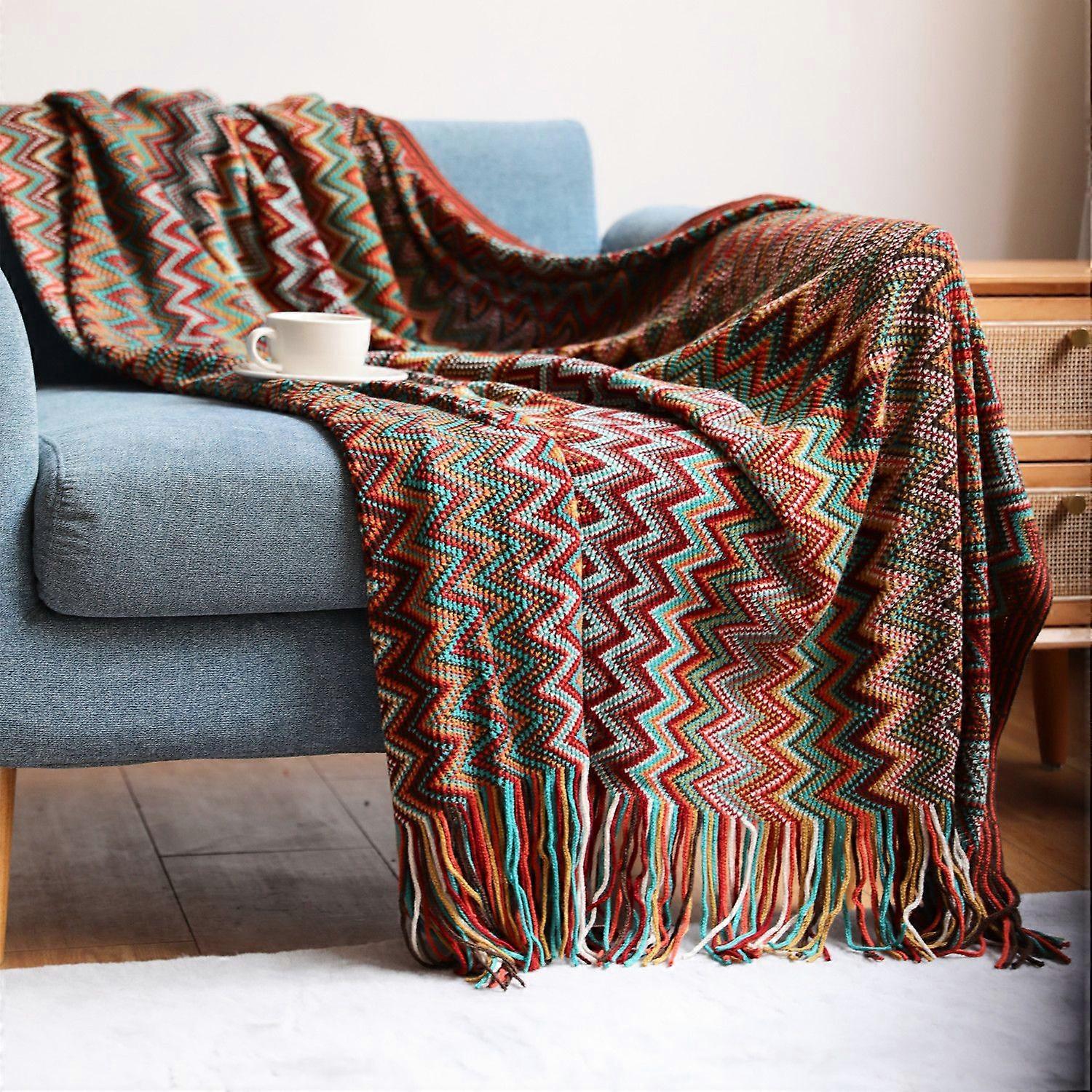 Soft Cozy Lightweight Knitted Tassel Boho Throw Blankets