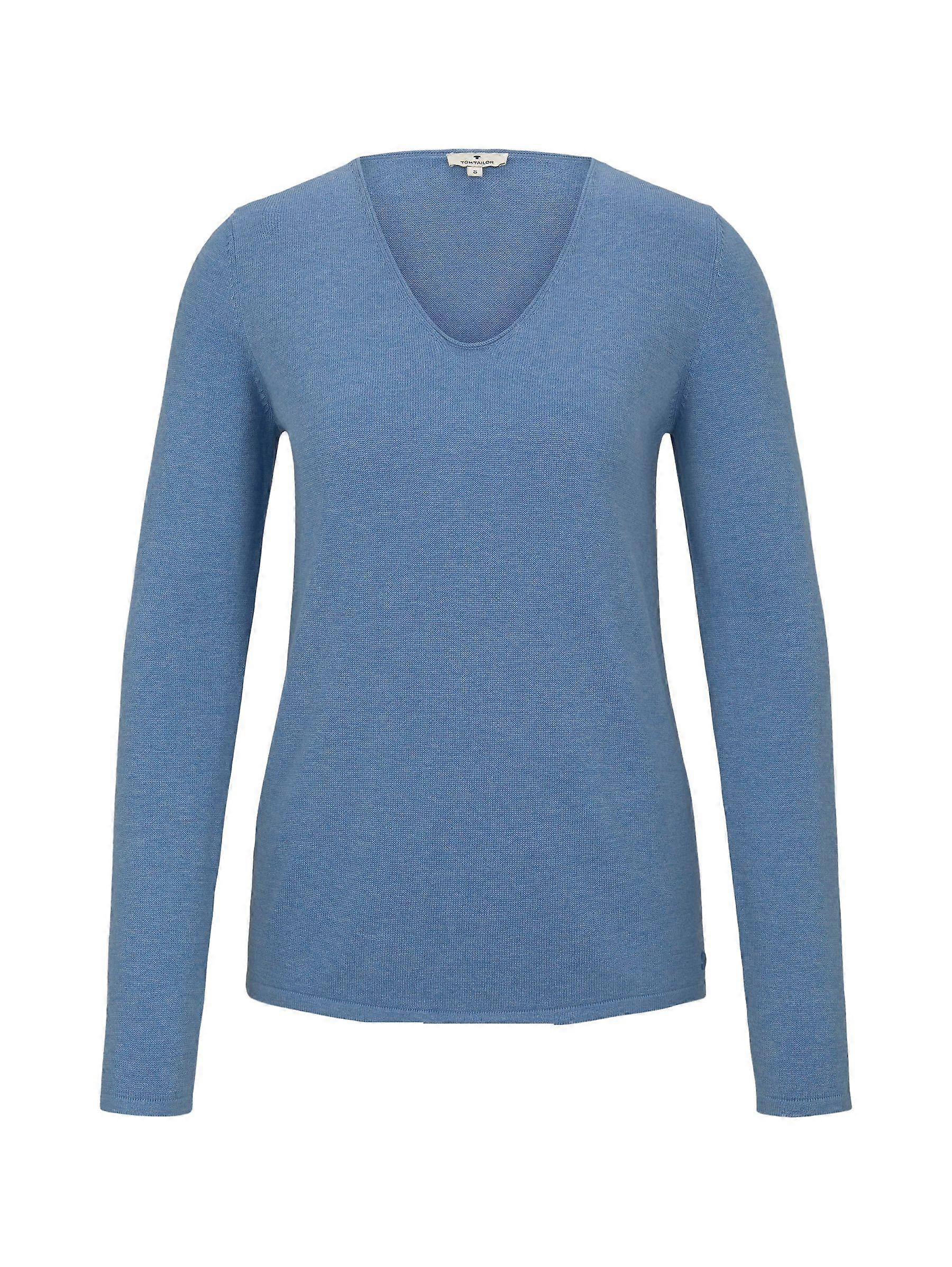 TOM TAILOR Damen Dünner Strickpullover Knitted Basic Stretch Sweater V-Neck