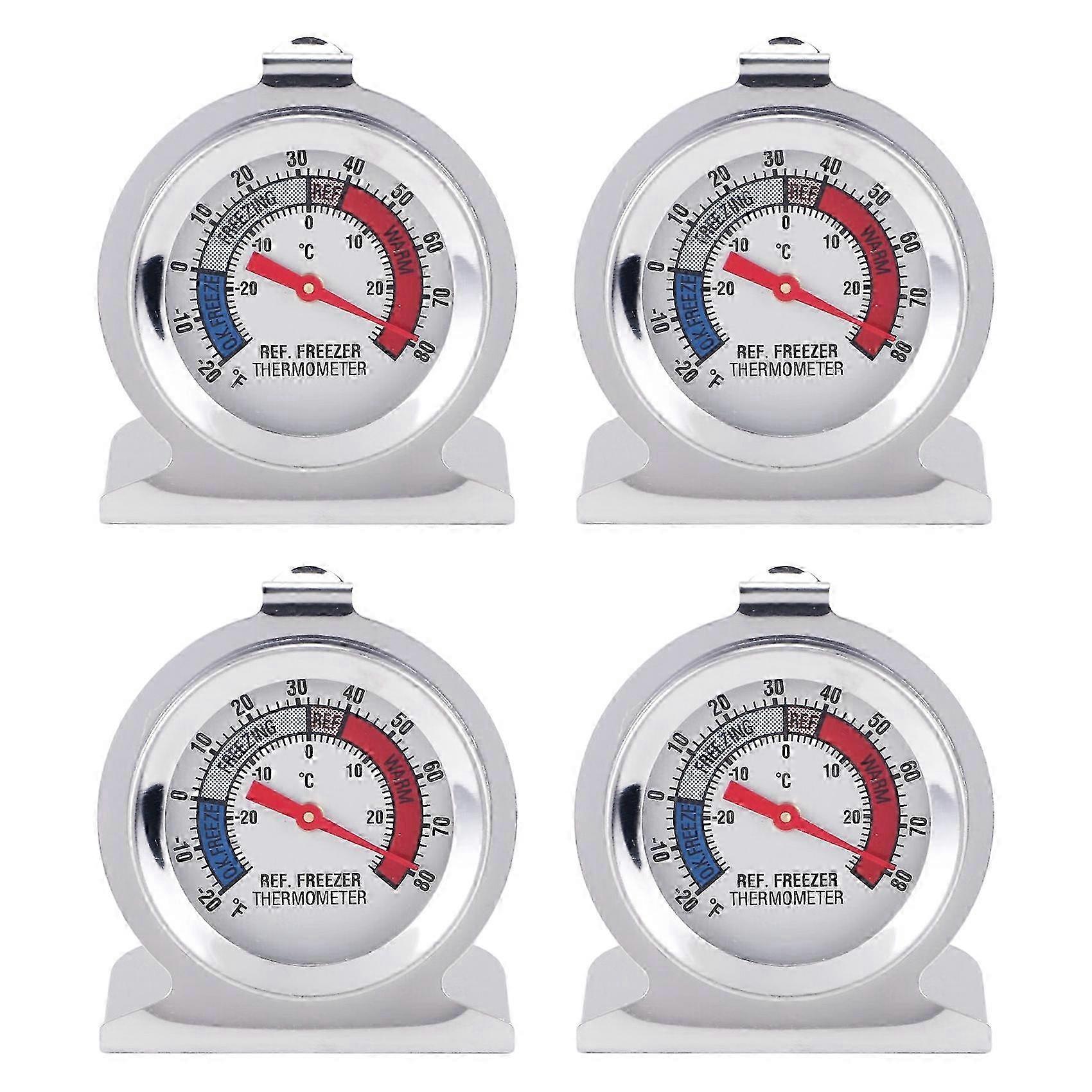 4Pc Refrigerator Thermometer with Red Indicator for Freezer Cooler