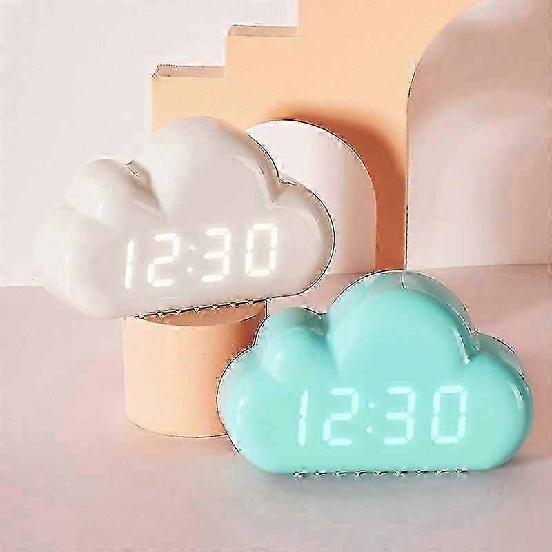 Cute Cloud Shape Voice-activated LED Bedside Alarm Clock,L