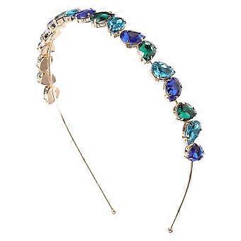 1pc Stylish Hair Glass Rhinestone Headband Elegant Hair Daily Headwear Hair Decoration Blue Green-jgfy