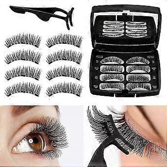 2026KJ-Magnetic eyelashes, reusable 3d magnetic false eyelashes with tweezers