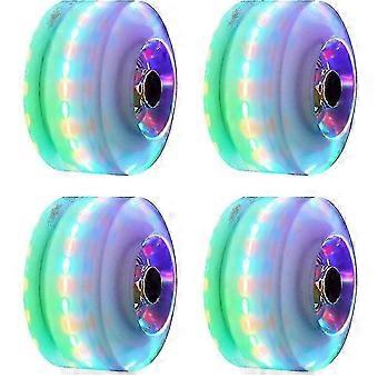 4 Light Up Replacement Wheels For Dual Roller Skateboard, Led Skateboard, 82a Core