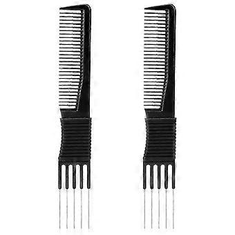 Lift plagende kammen met metalen pin 2 stuks Salon Teasing Back kammen Lifting Pluizende kam met metalen plectrum