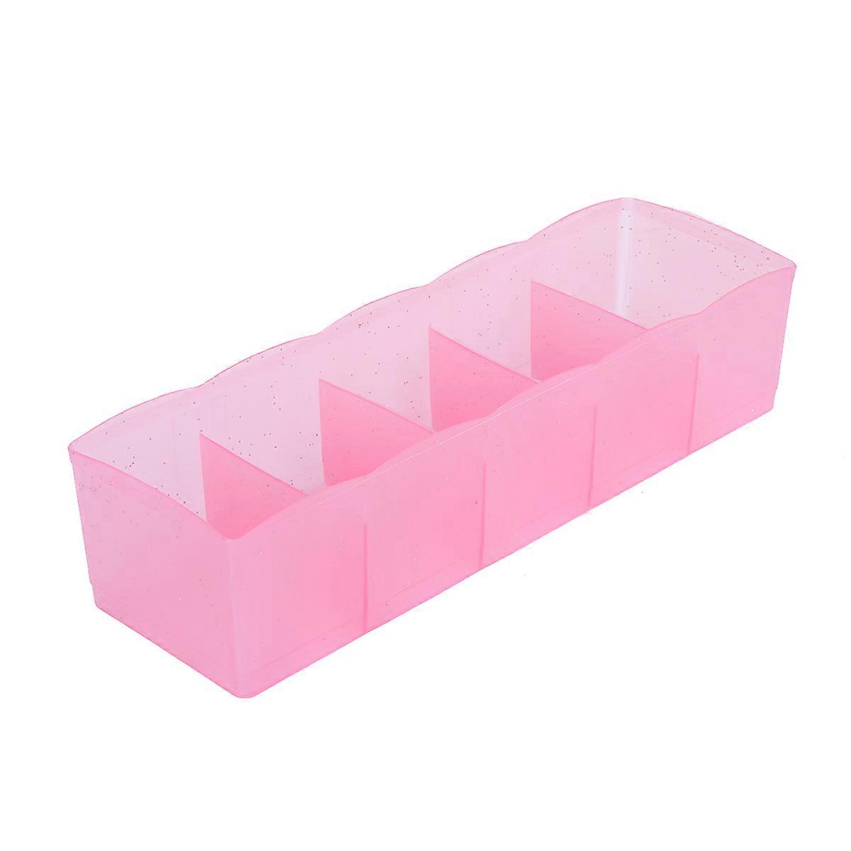 Plastic Underwear Organizer Socks Storage Box Multi-Function Five Grids 2Pcs