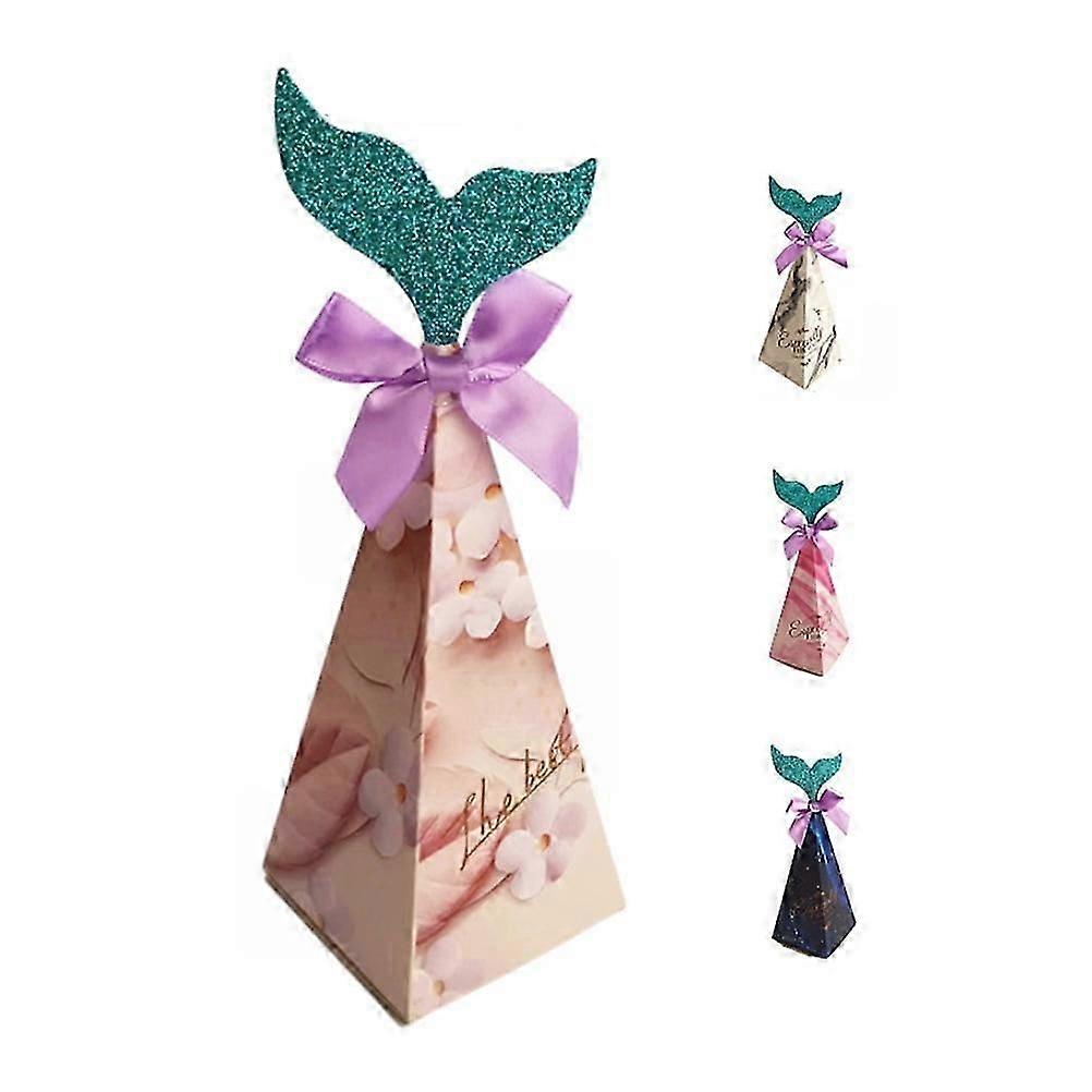 25pcs Creative Wedding Gift Boxes Gradient Pink Blue Pyramid Candy Containers