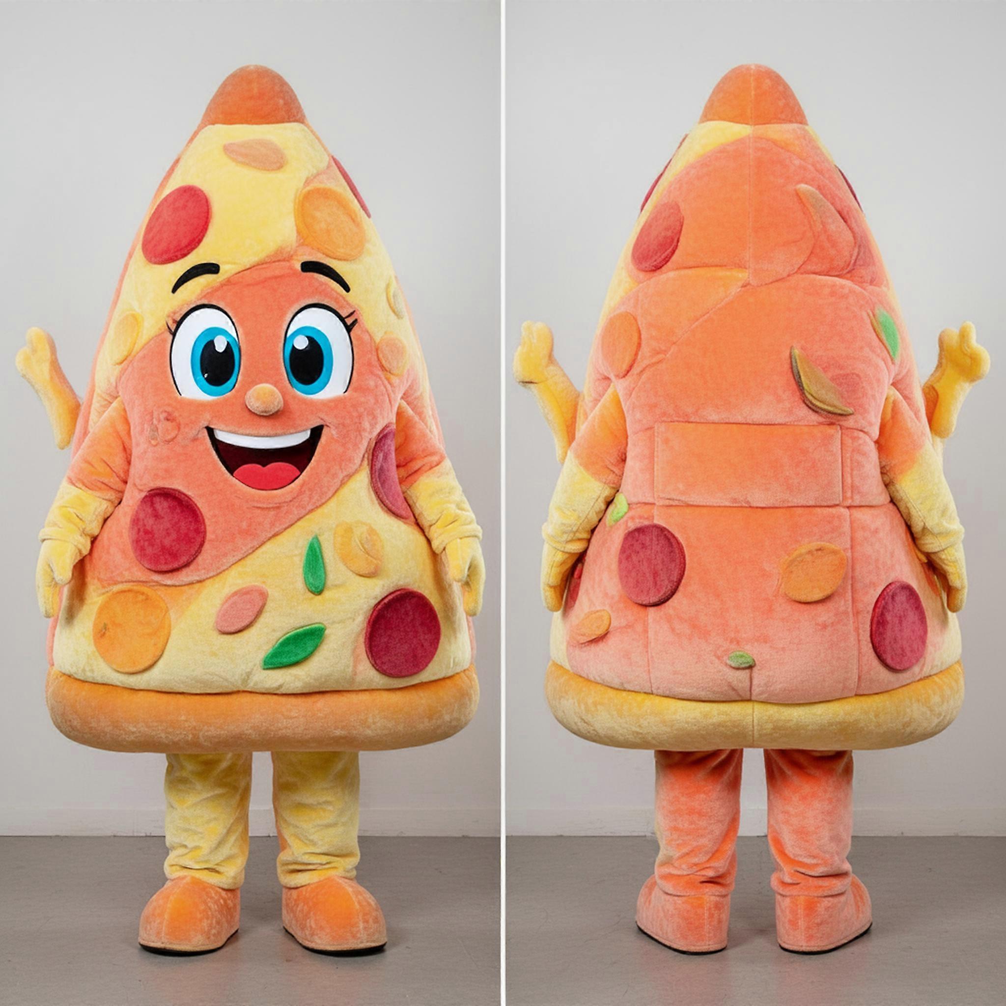 MASTICOT Bright Yellow Cheesy Pizza Slice Mascot
