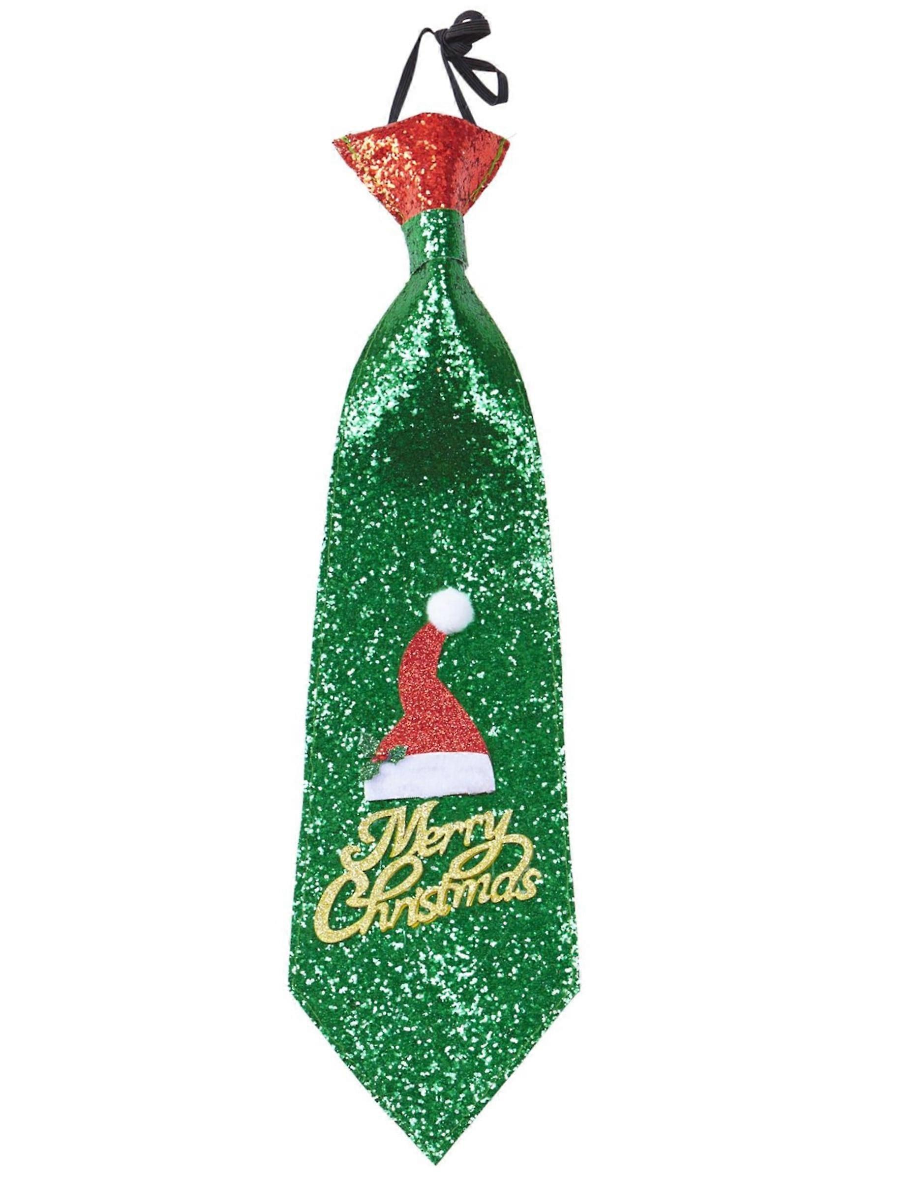 Merry Christmas Green Sequin Tie